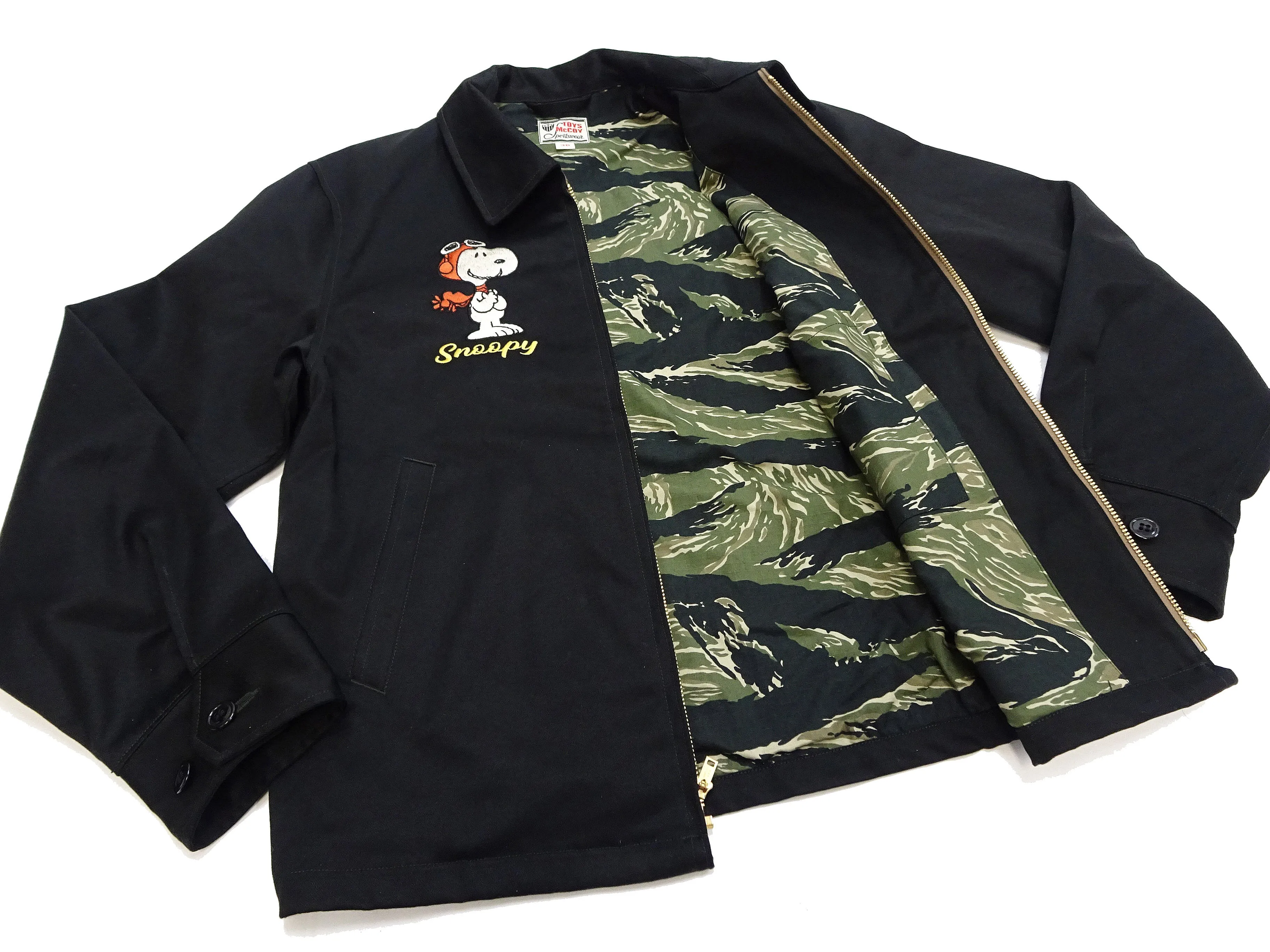 TOYS McCOY Snoopy Embroidered Jacket Men's Casual Vietnam Tour Jacket Style Souvenir Jacket TMJ2504 Black