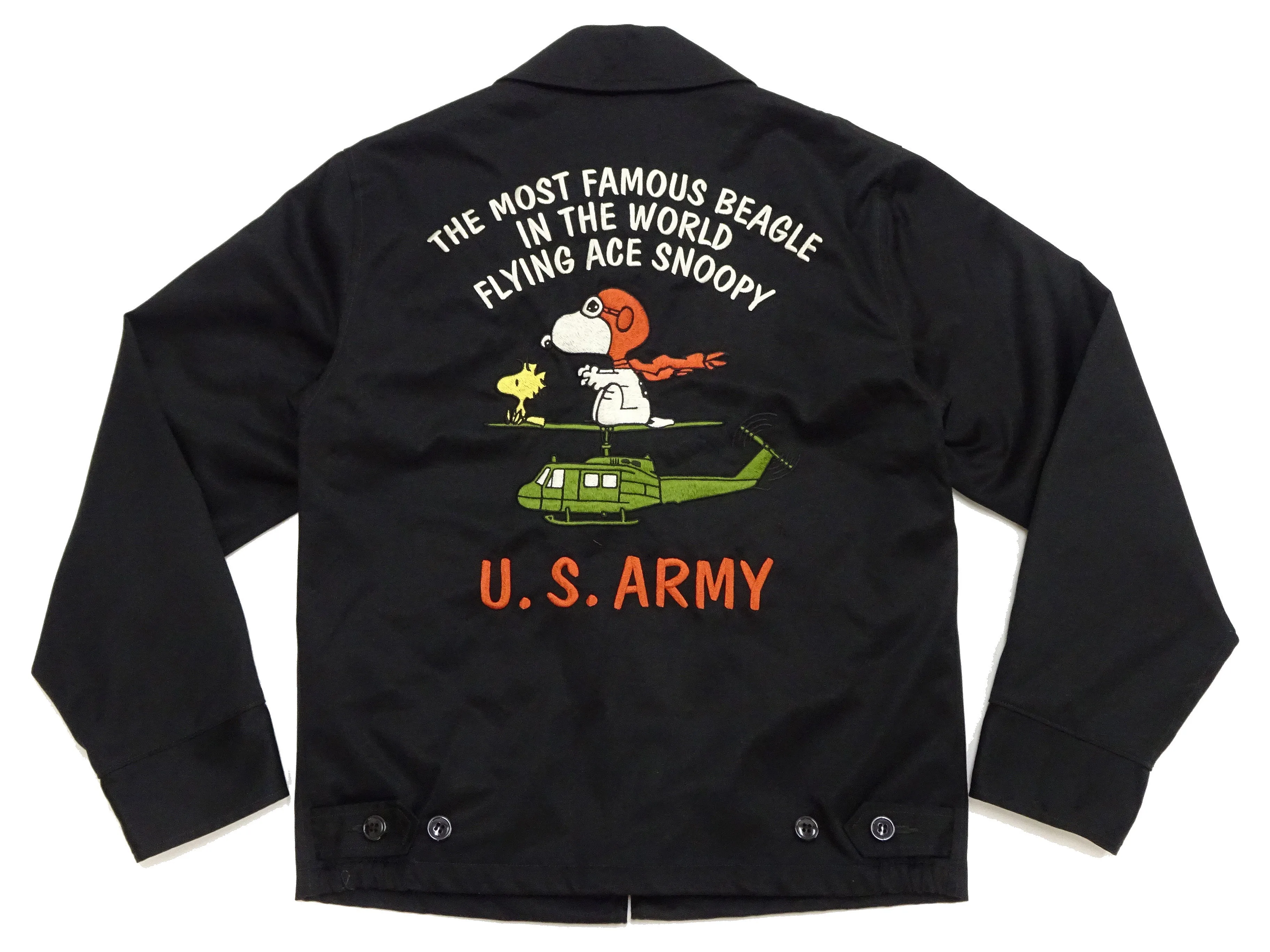 TOYS McCOY Snoopy Embroidered Jacket Men's Casual Vietnam Tour Jacket Style Souvenir Jacket TMJ2504 Black