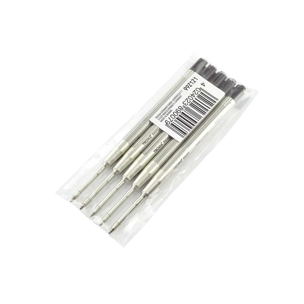 TROIKA Black Ink Refill-Standard and Construction Slim Ballpoint Pens x5
