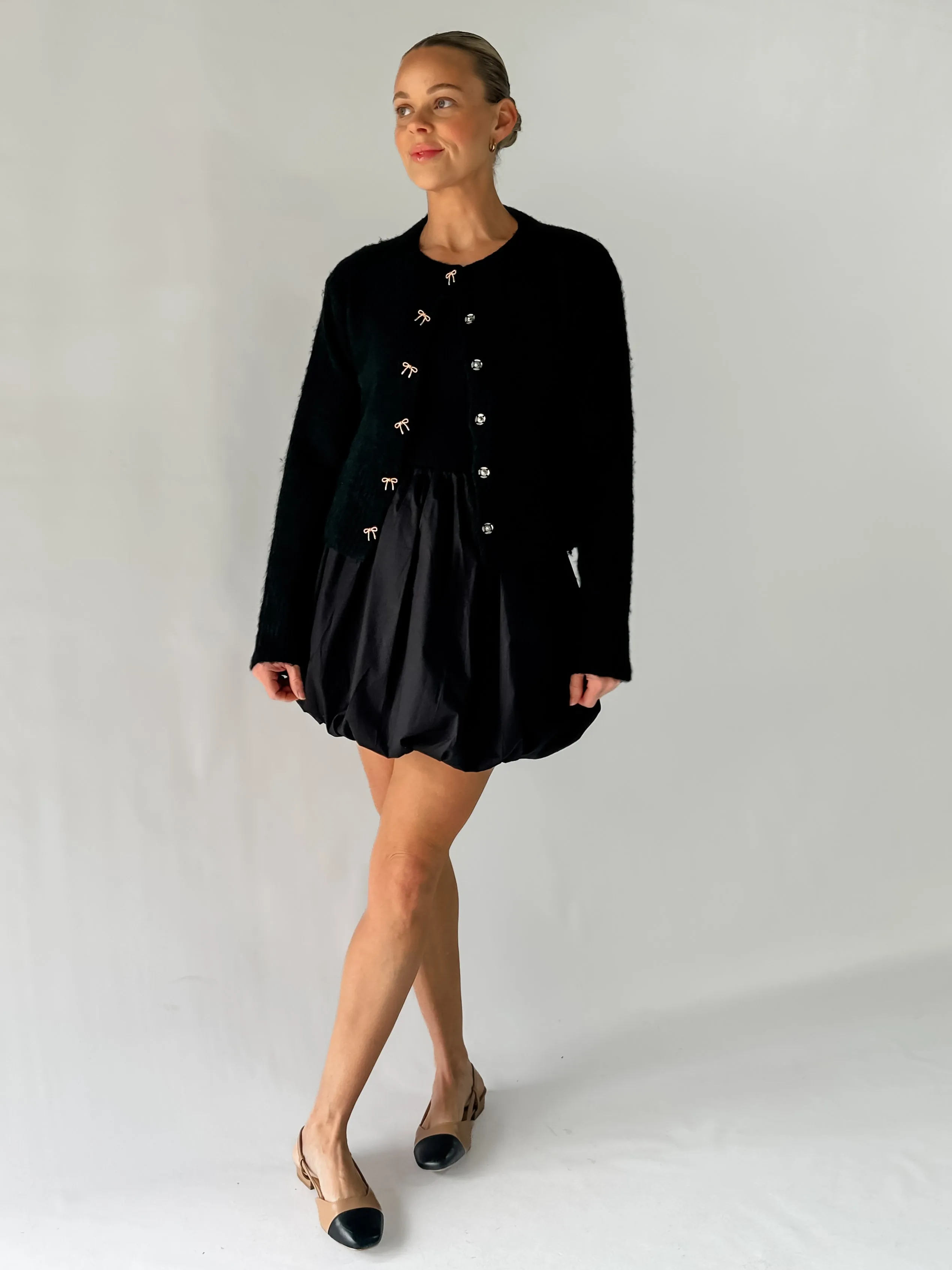 VALERIE BUBBLE MINI SKIRT - BLACK
