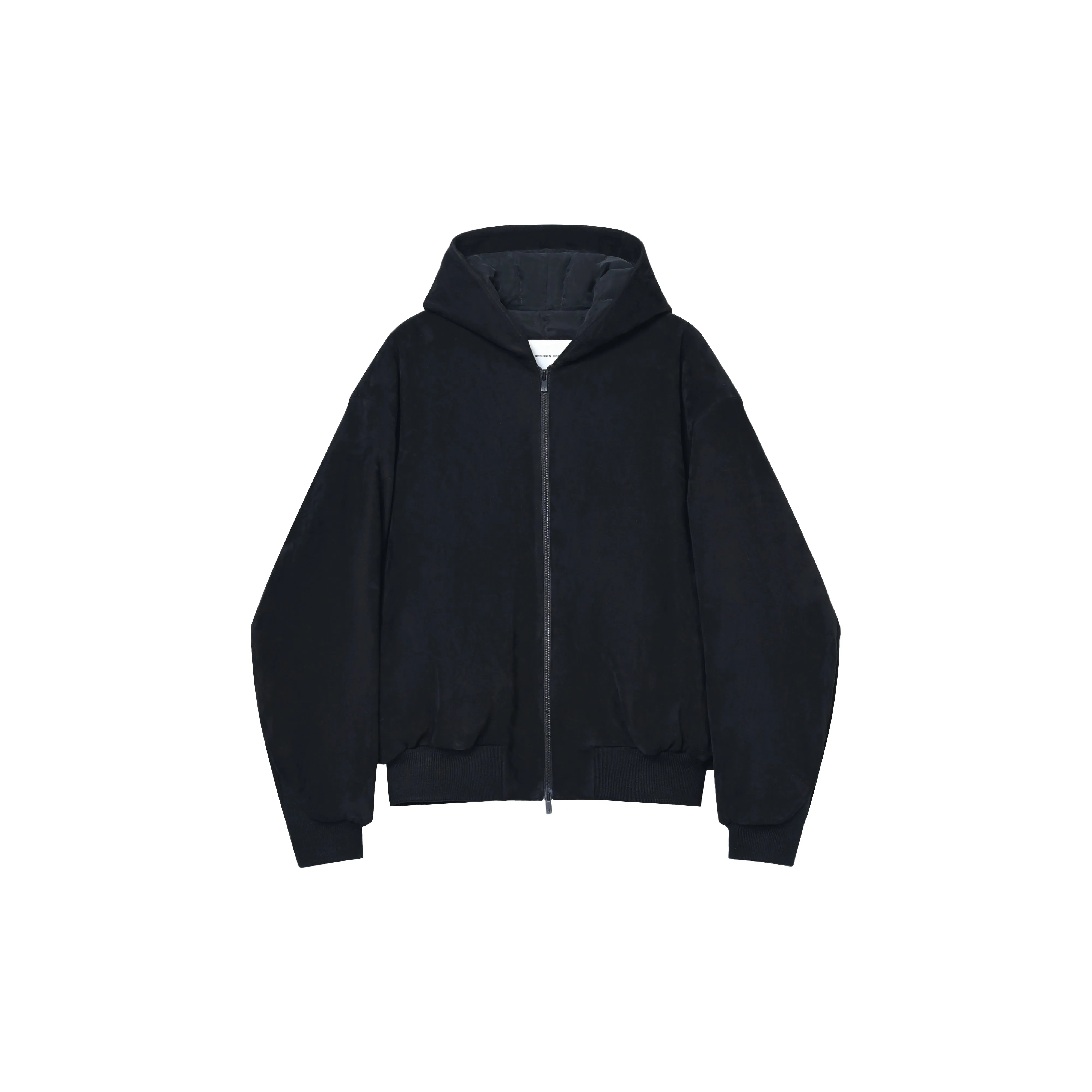 Velvet Nubuck Stand Collar Hooded Jacket