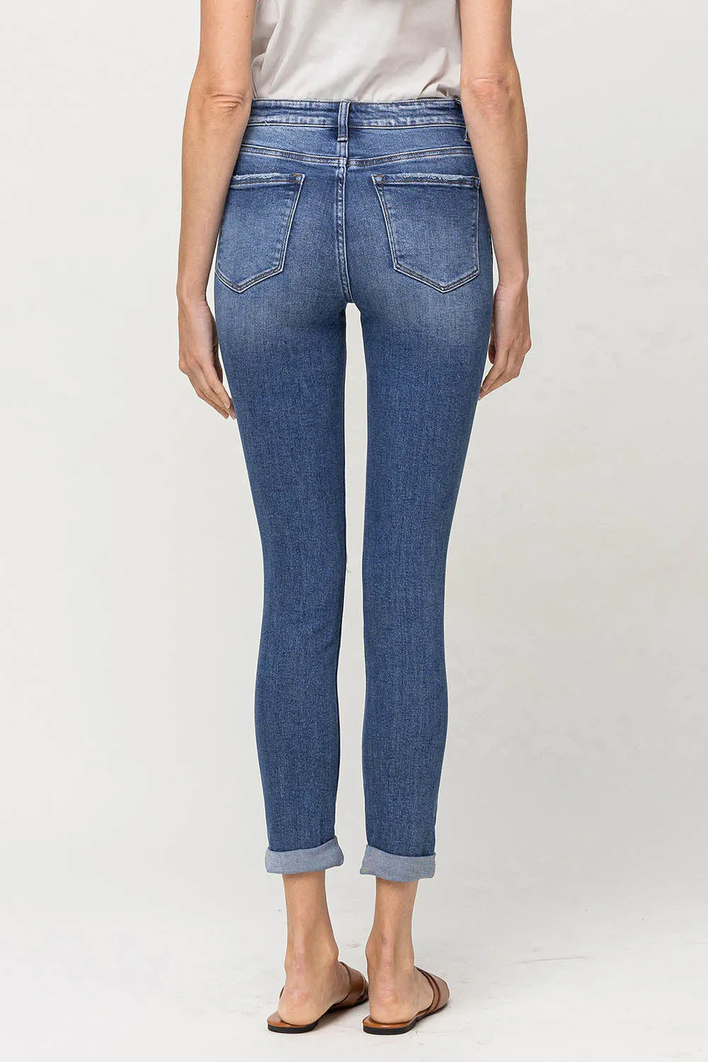 Vervet | Mid Rise Double Cuffed Crop Skinny Jeans
