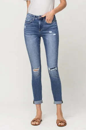 Vervet | Mid Rise Double Cuffed Crop Skinny Jeans