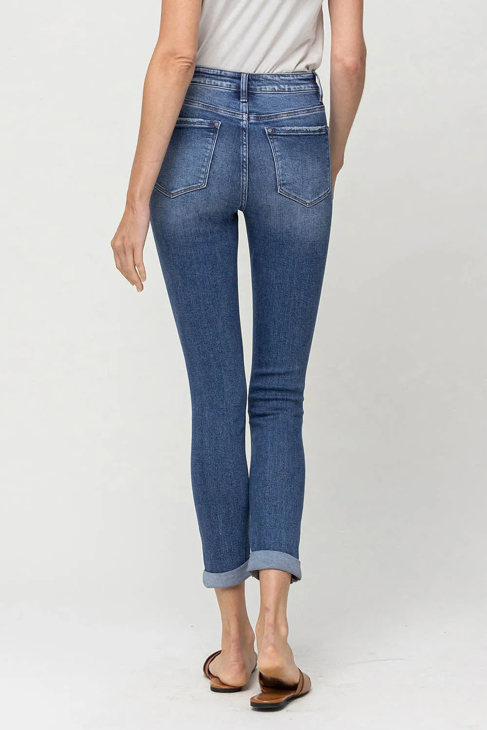 Vervet | Mid Rise Double Cuffed Crop Skinny Jeans