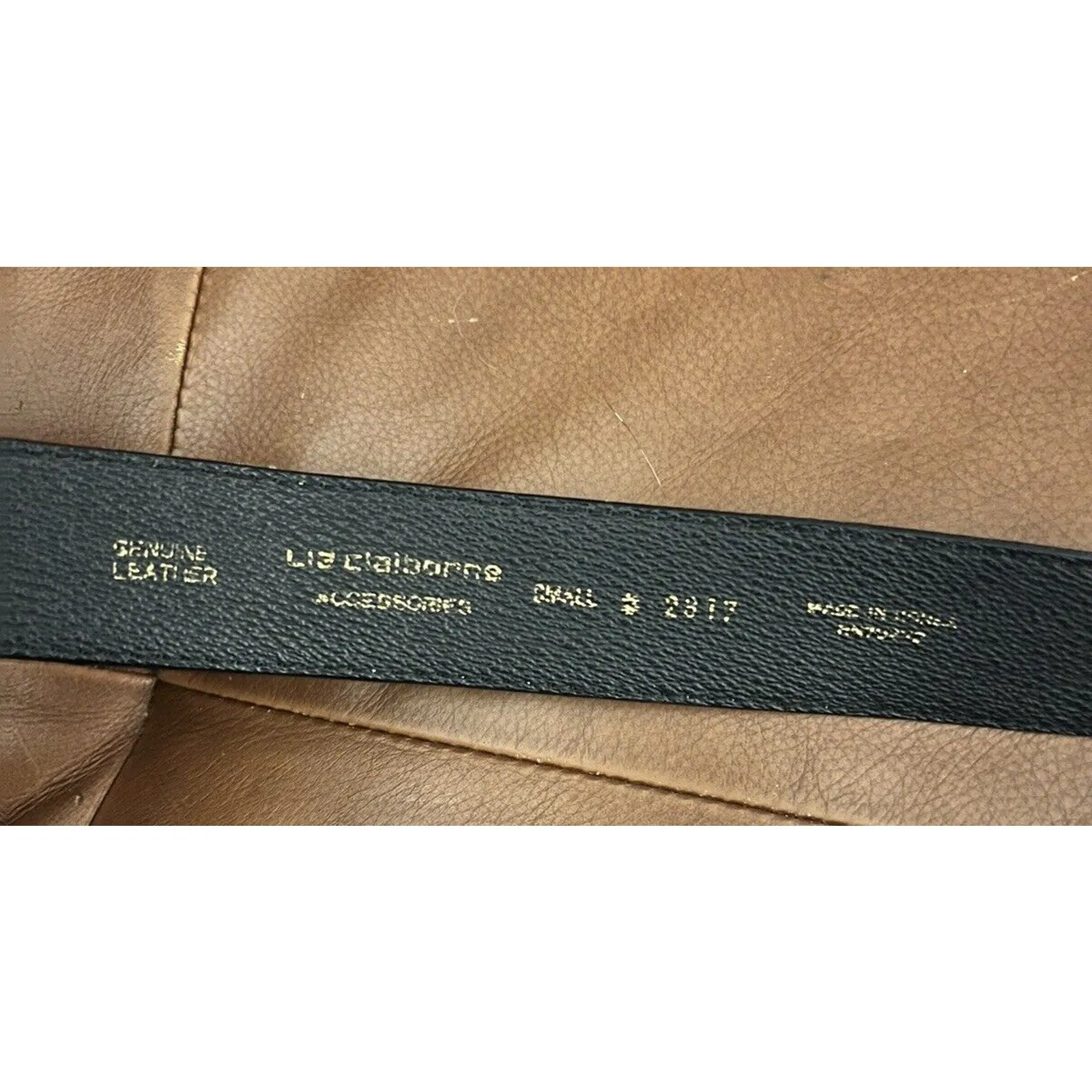 Vintage Liz Claiborne Black Leather Belt with Gold Hardware – Retro Chic, Small