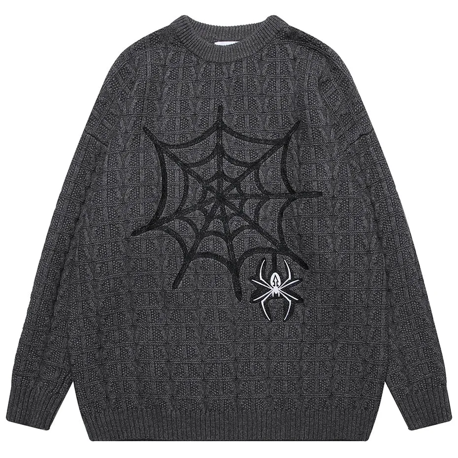 Vintage Spider Web Embroidery Oversized Sweaters