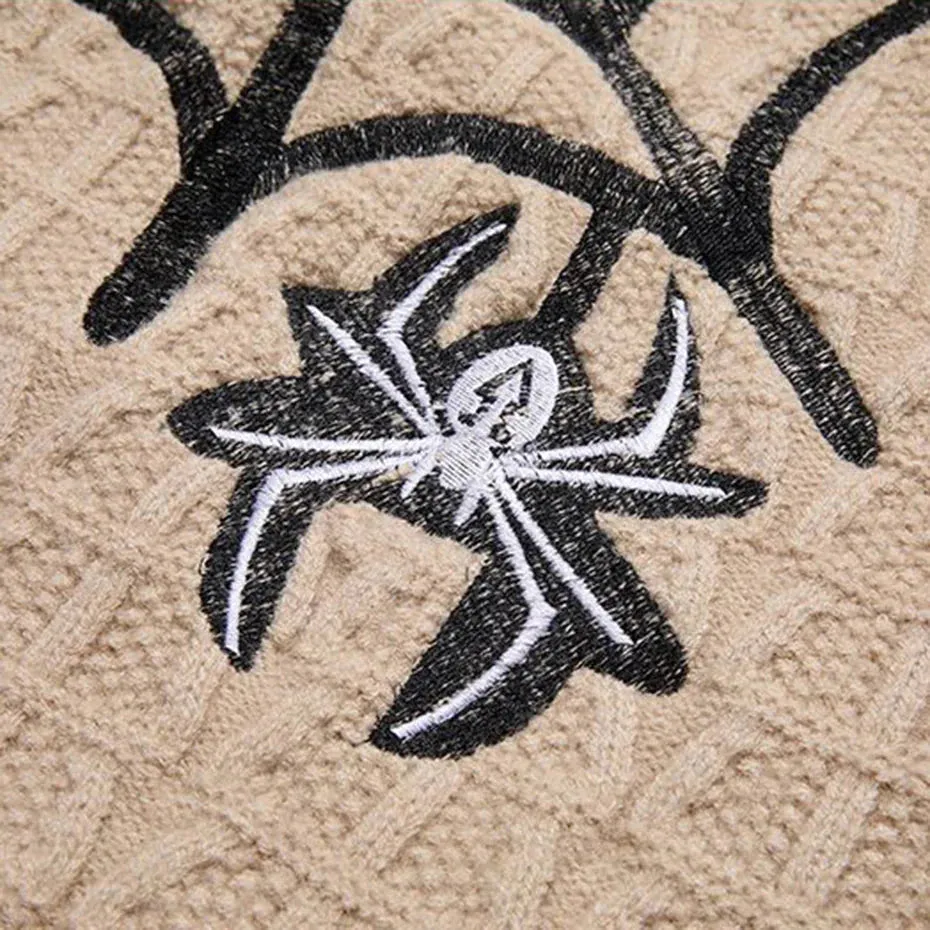 Vintage Spider Web Embroidery Oversized Sweaters