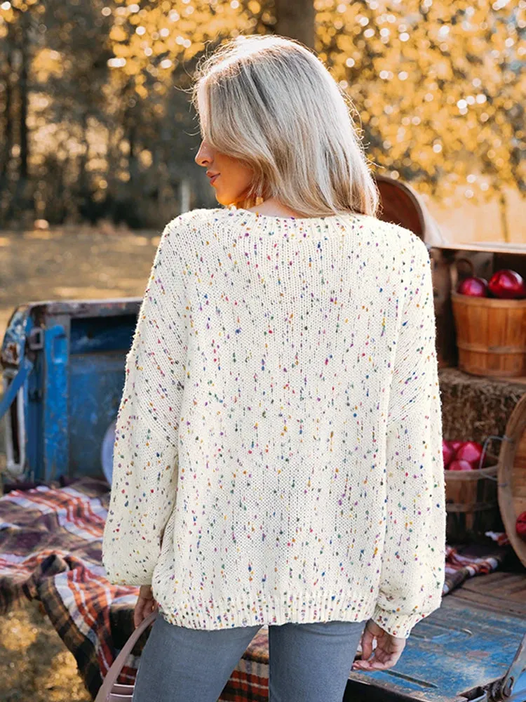 White Round Neck Casual Sweater