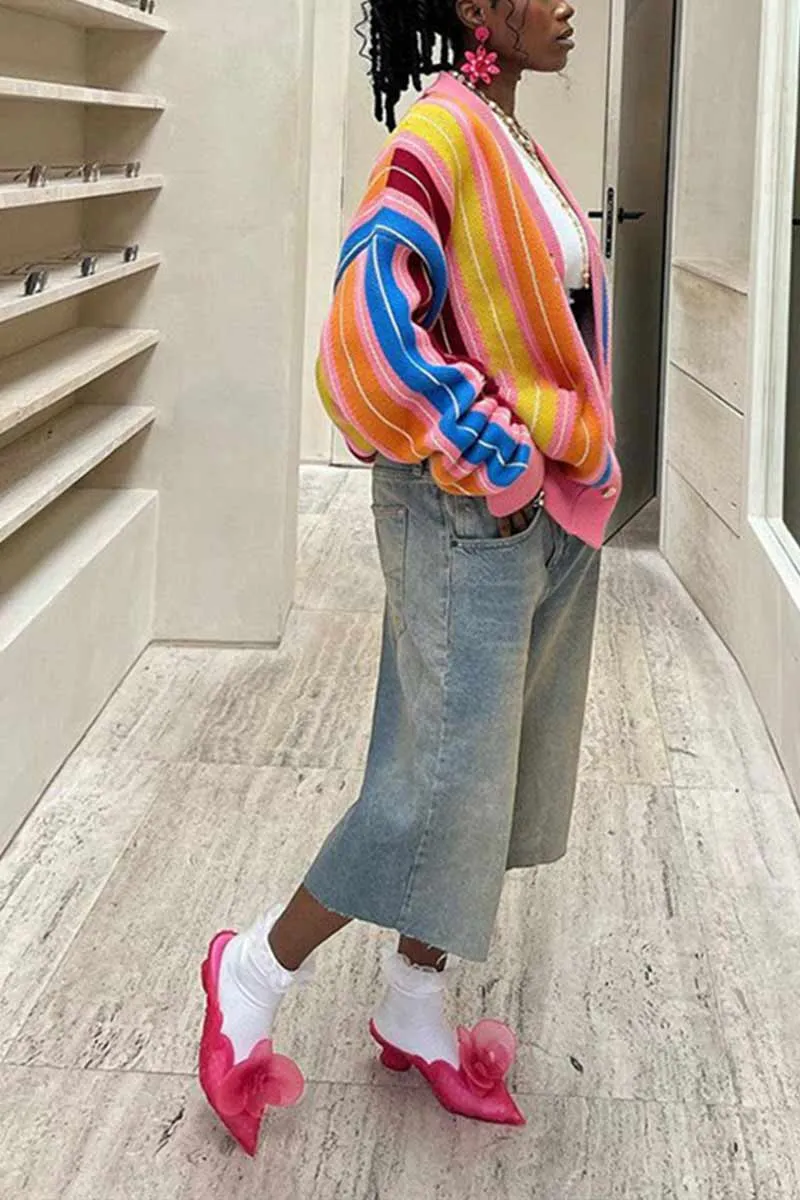 WI628 Multi-Color Button Sweater
