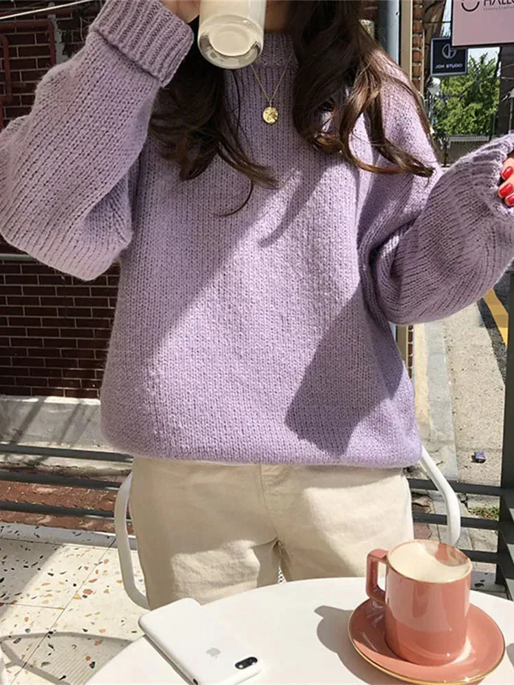 Women Sweater Womens Winter Sweaters Pullover Female Knitting Long Sleeve Loose Knitted Outerwear