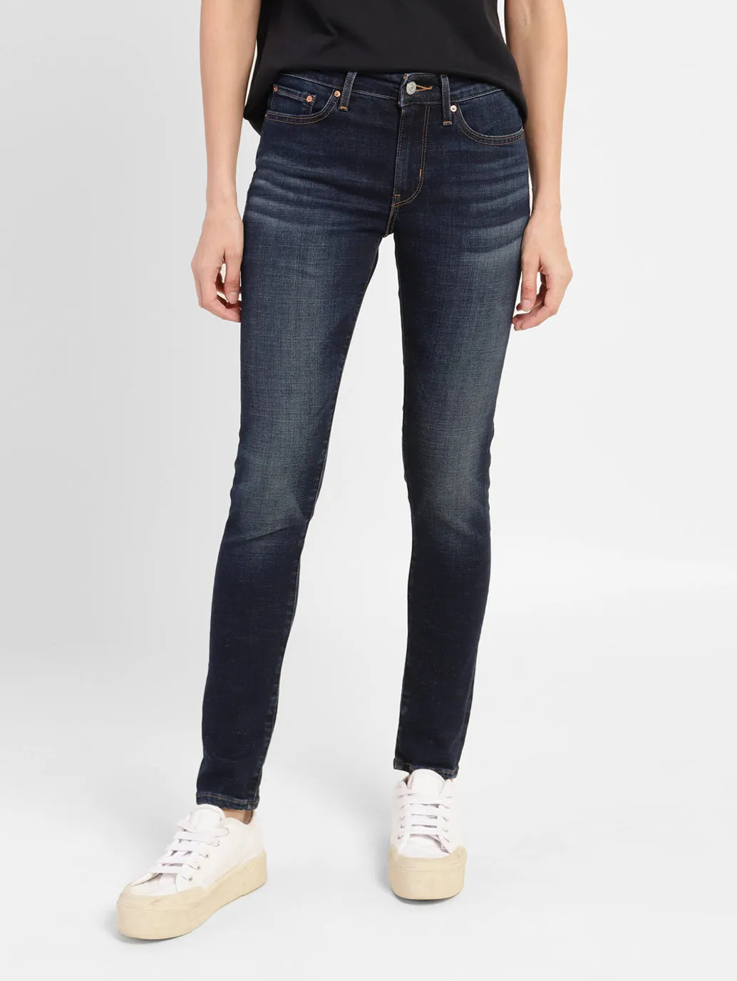 Women's 711 Blue Skinny Fit Mid Rise Jeans