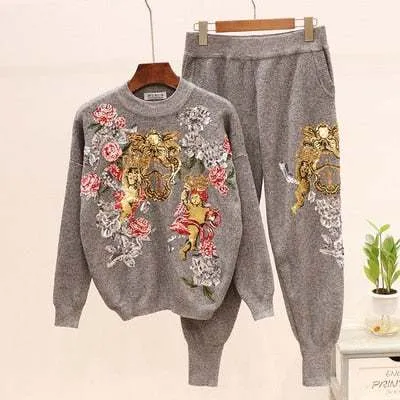 Women's Elegant Autumn Winter Harem Tops Pants Loose Outfit