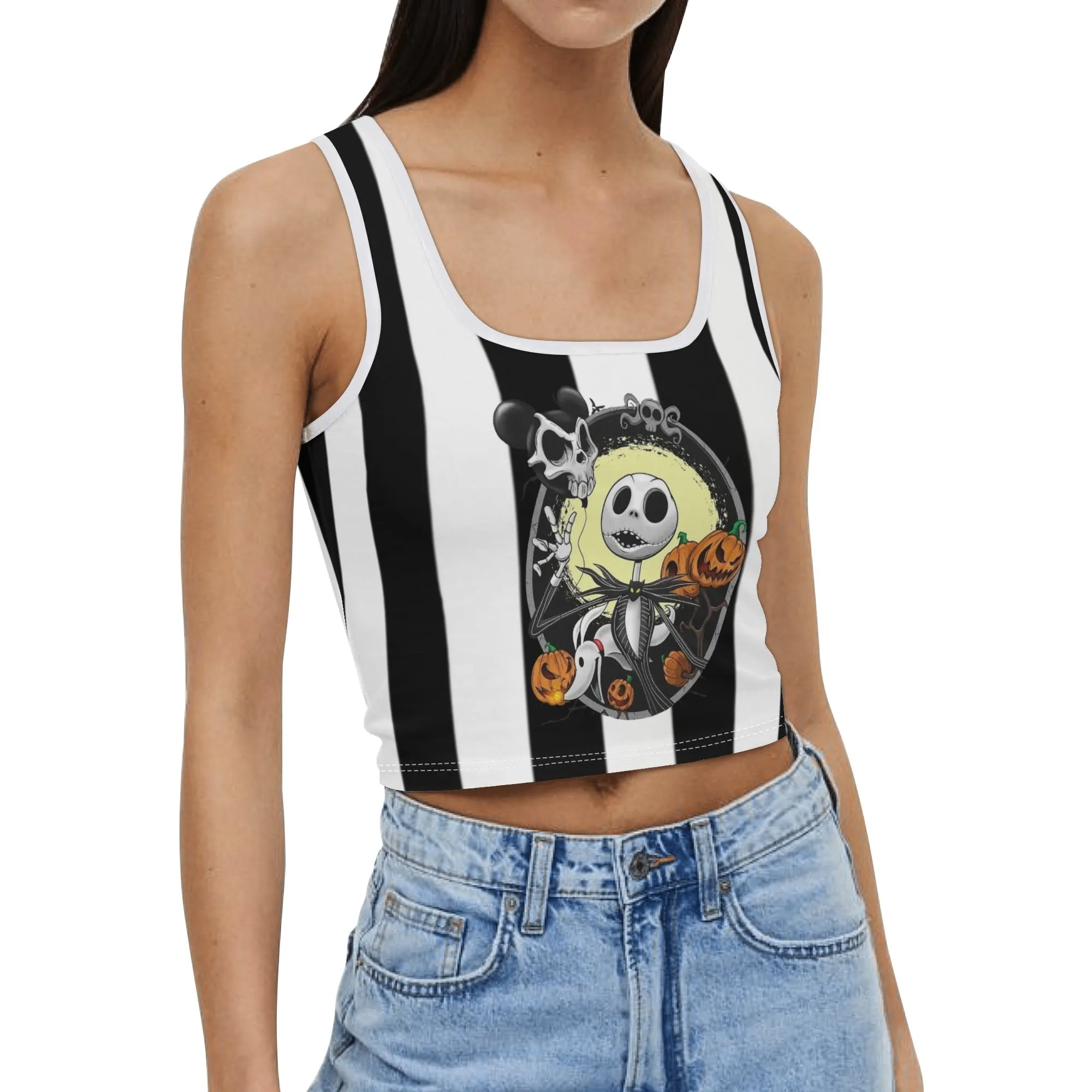 Women's Nightmare Before Christmas Pattern 2 Cropped Tank Top