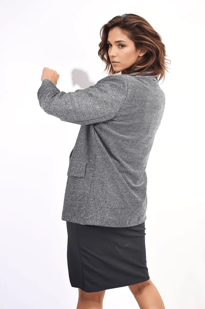 Womens Oversized Glitter Blazer Jacket