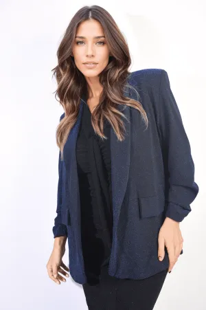 Womens Oversized Glitter Blazer Jacket