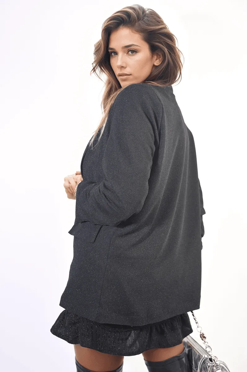 Womens Oversized Glitter Blazer Jacket