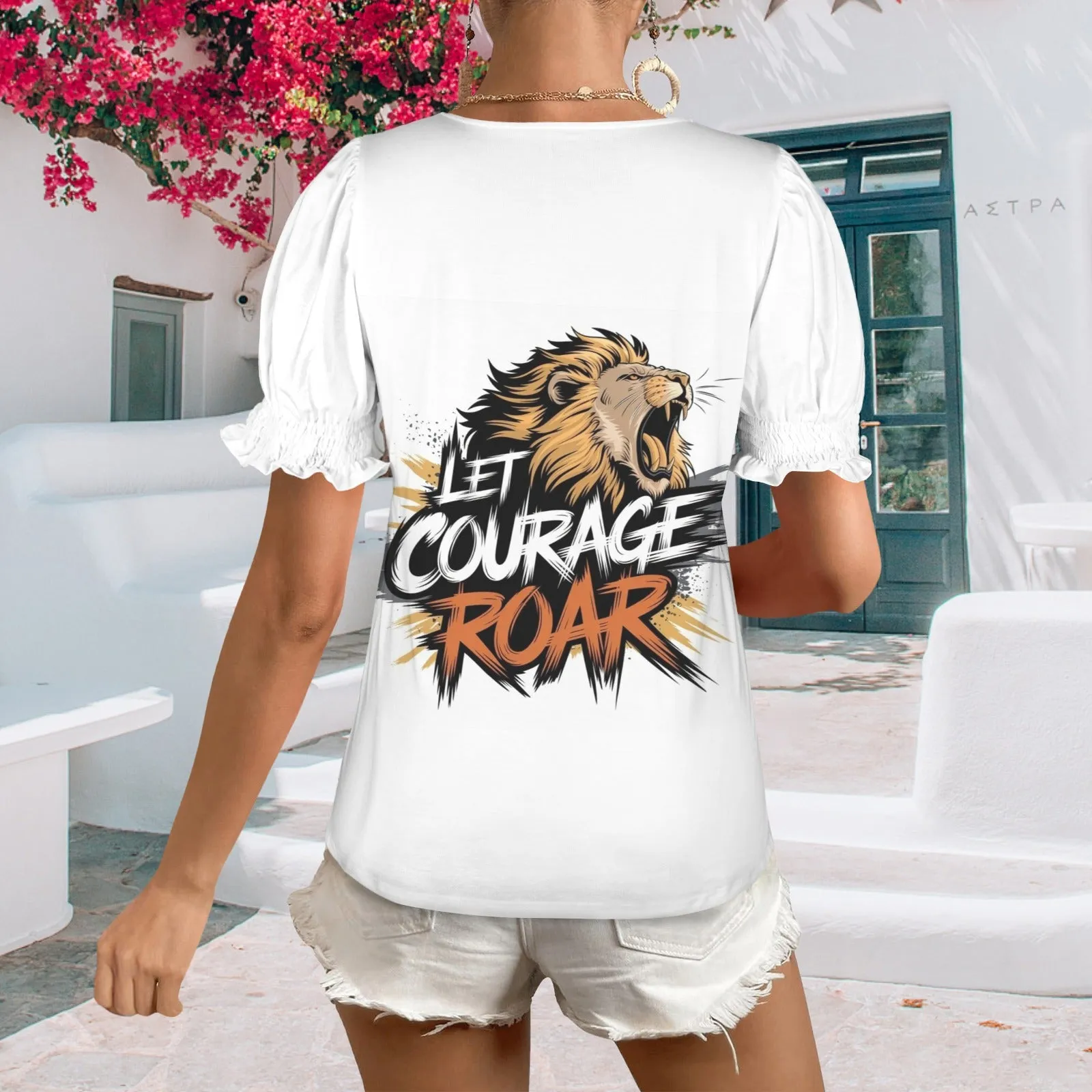 Women's Ruffle Trim Sleeve Square Neck T Shirts