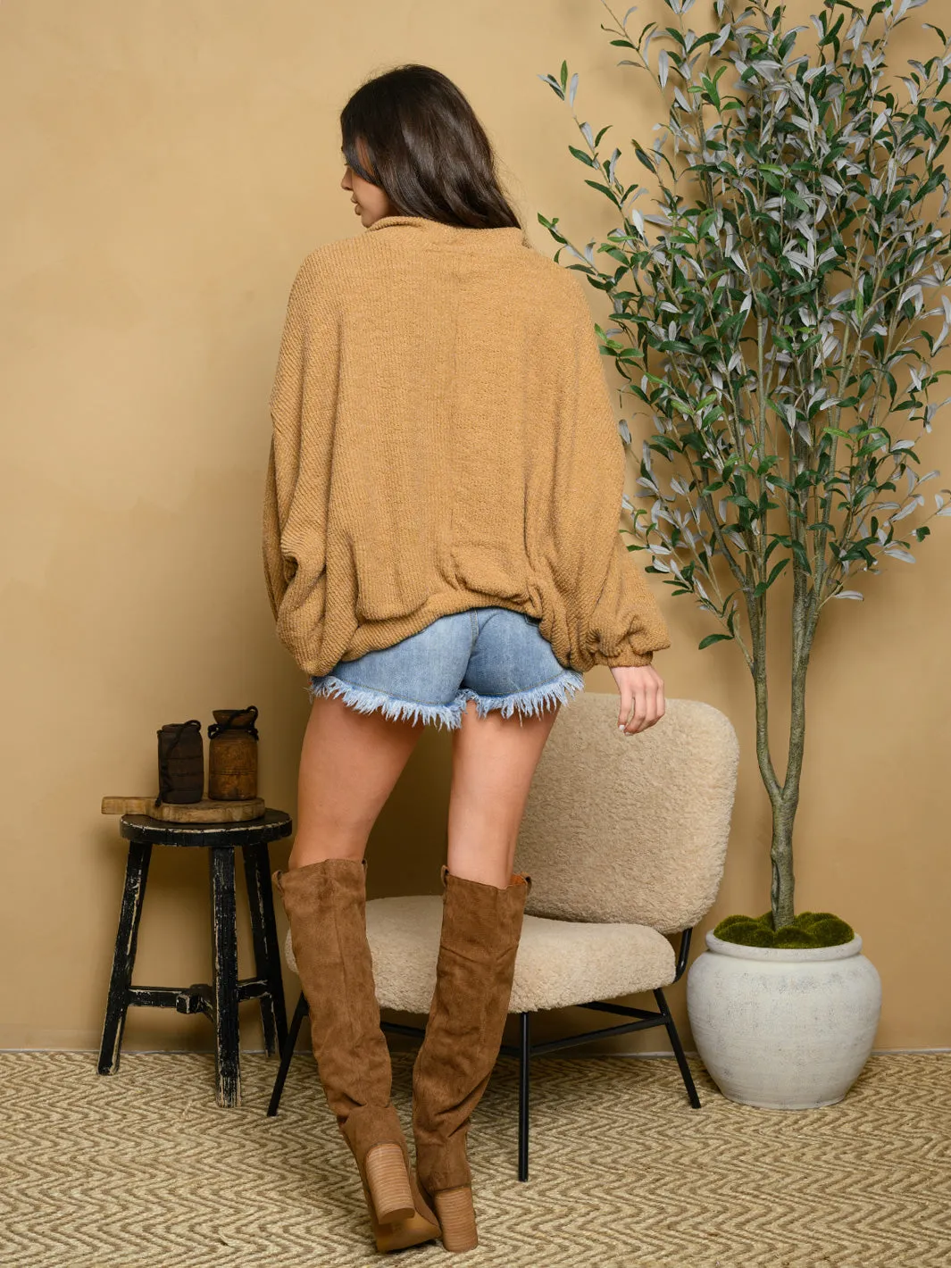 WOMEN'S SIDE POCKET LOOSE FIT PULLOVER
