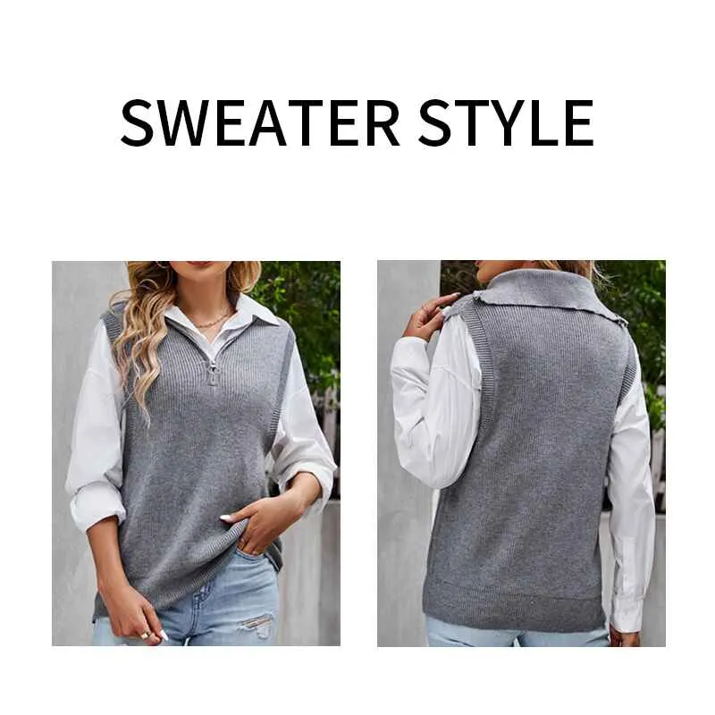 Women's Sweater Vest Sleeveless Oversized V Neck Sweaters Knitted Vest Pullover Tank Top K585