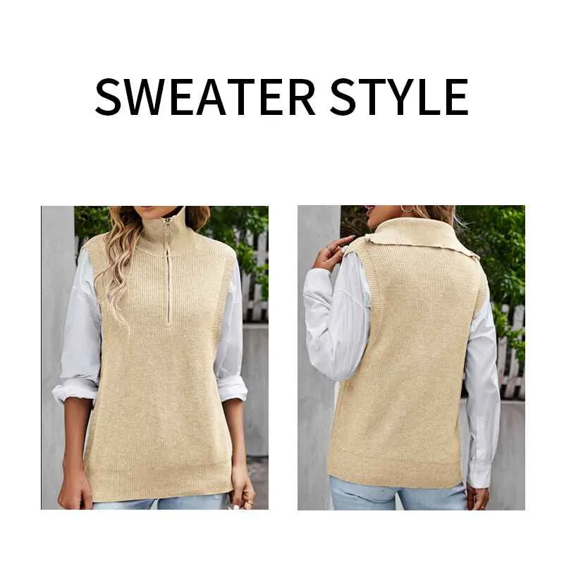 Women's Sweater Vest Sleeveless Oversized V Neck Sweaters Knitted Vest Pullover Tank Top K585