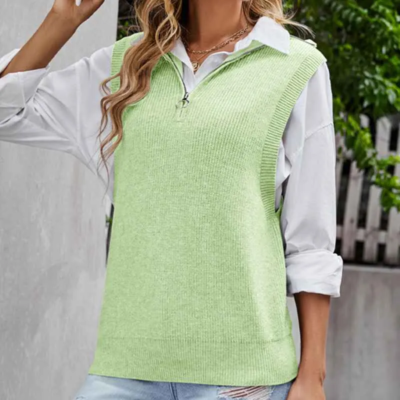 Women's Sweater Vest Sleeveless Oversized V Neck Sweaters Knitted Vest Pullover Tank Top K585