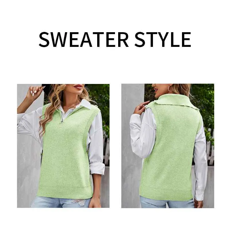 Women's Sweater Vest Sleeveless Oversized V Neck Sweaters Knitted Vest Pullover Tank Top K585
