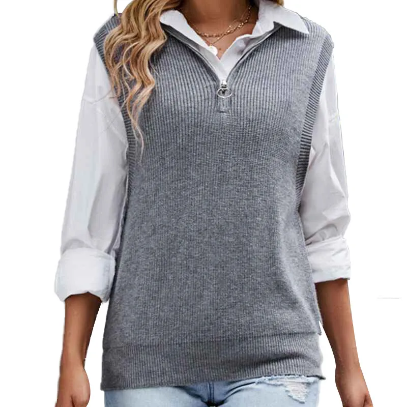Women's Sweater Vest Sleeveless Oversized V Neck Sweaters Knitted Vest Pullover Tank Top K585