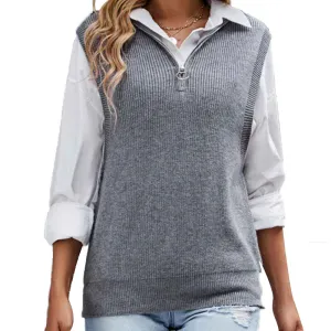 Women's Sweater Vest Sleeveless Oversized V Neck Sweaters Knitted Vest Pullover Tank Top K585