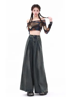 Y2K Pleated Denim Jeans