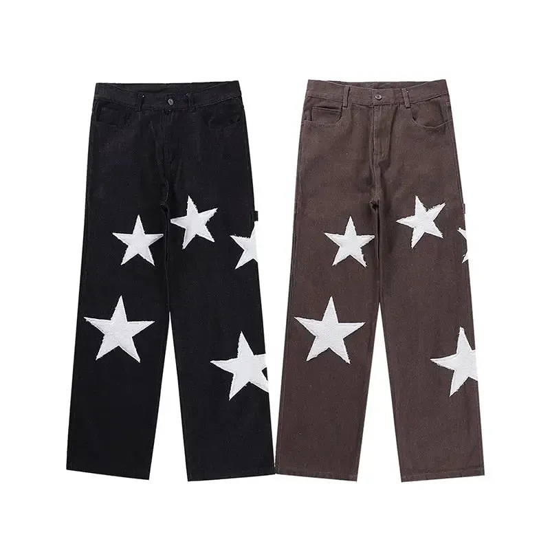 Y2K Star Print Jeans - Bold Streetwear Style