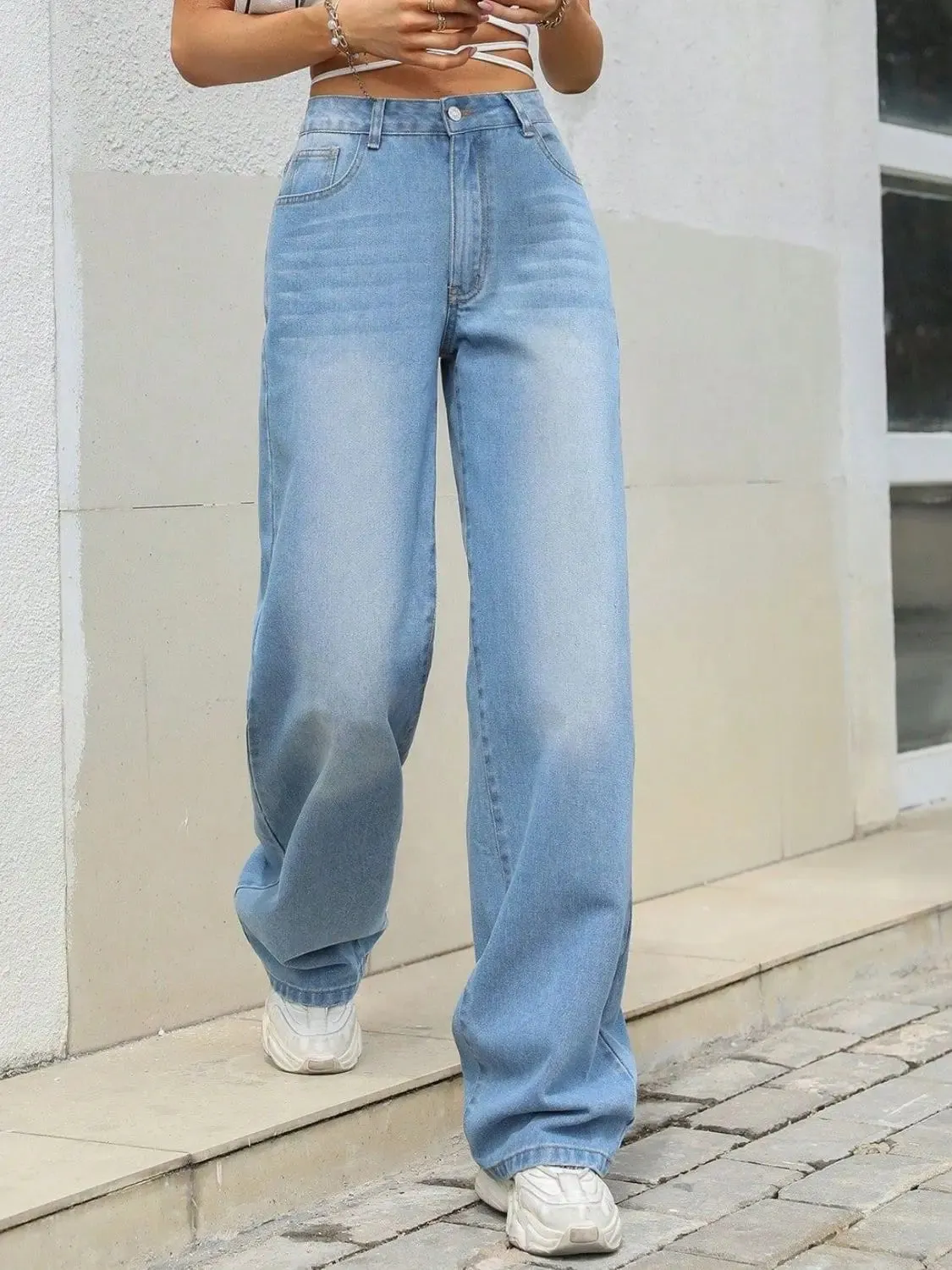 'Zendaya' Mid Rise Wide Leg Jeans
