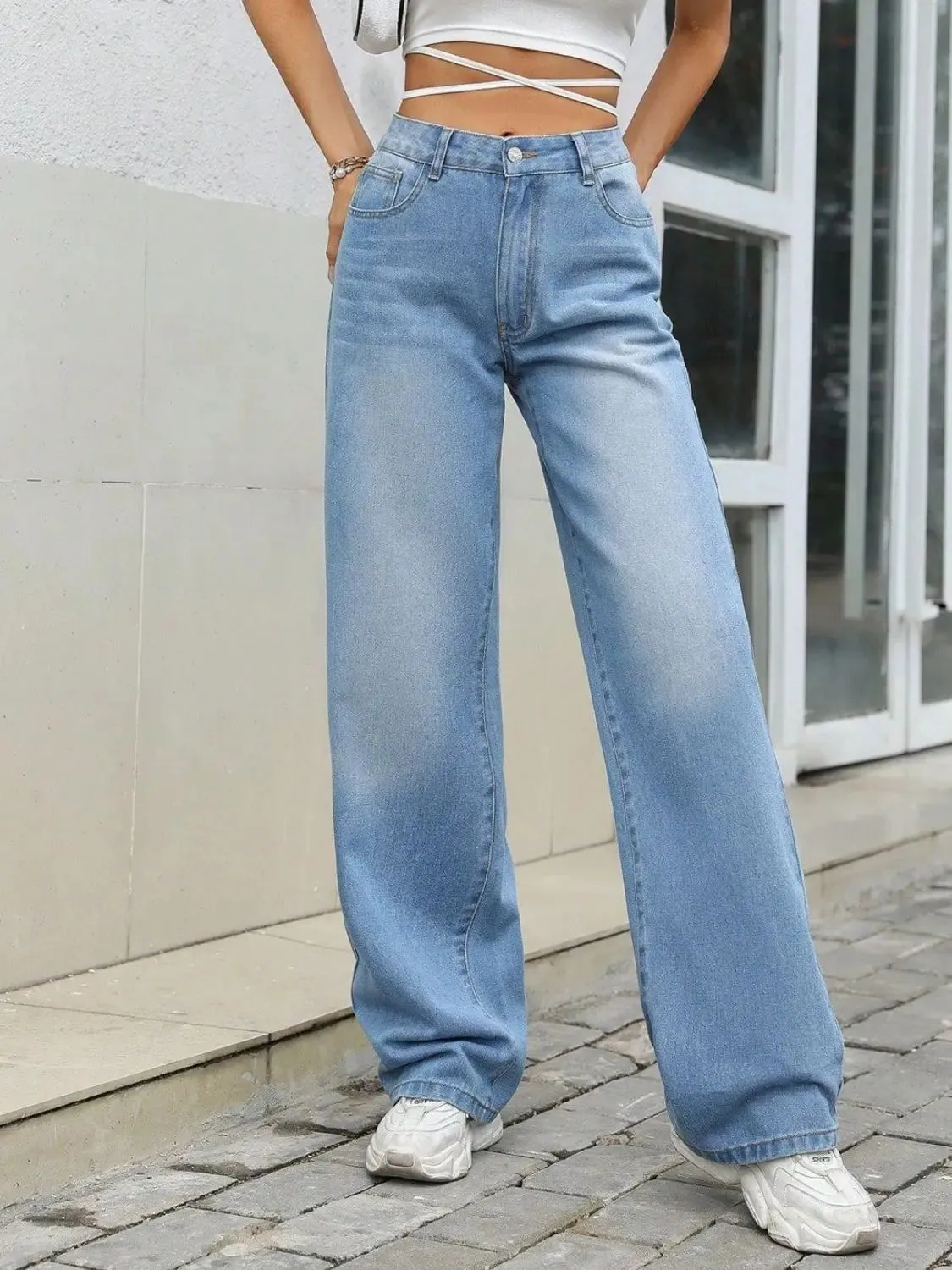 'Zendaya' Mid Rise Wide Leg Jeans