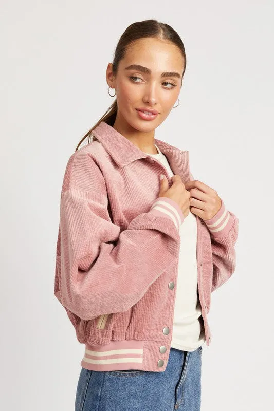 Zita Bomber Jacket - Rose Pink, Lightweight, Snap Closure