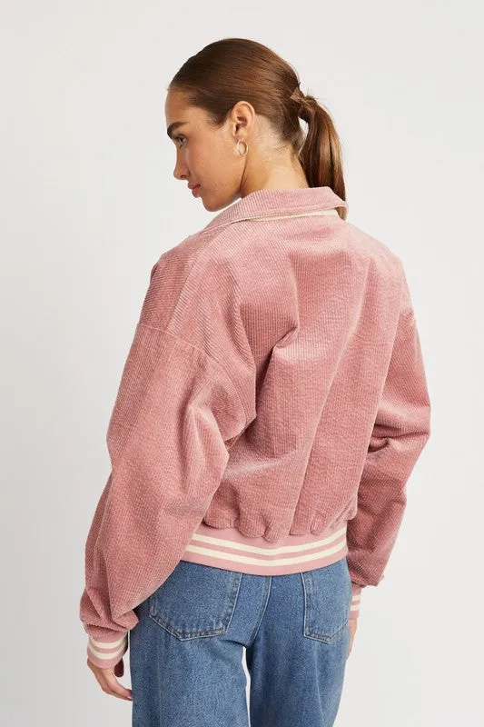 Zita Bomber Jacket - Rose Pink, Lightweight, Snap Closure
