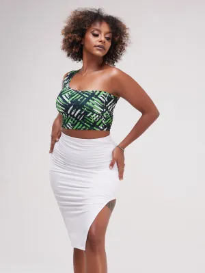 Zoya Essentials Side Cut Midi Skirt - White